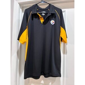 Steelers NFL Team Apparel Polo Shirt Mens XLarge Black‎ Gold Football Fan